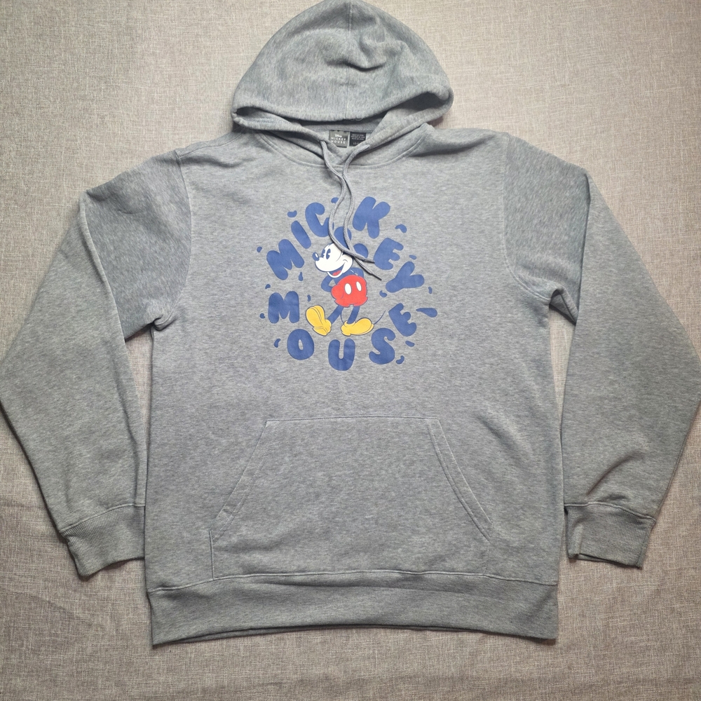 Disney Gray Sweatshirt Hoodie with Vintage Mickey Mouse Graphic (W202)